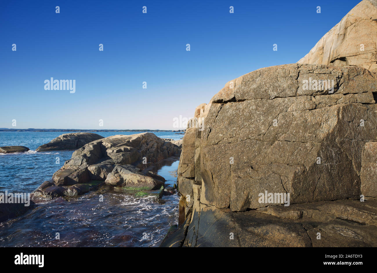 Seascape with big rocks, Tjøme, Norway Stock Photo