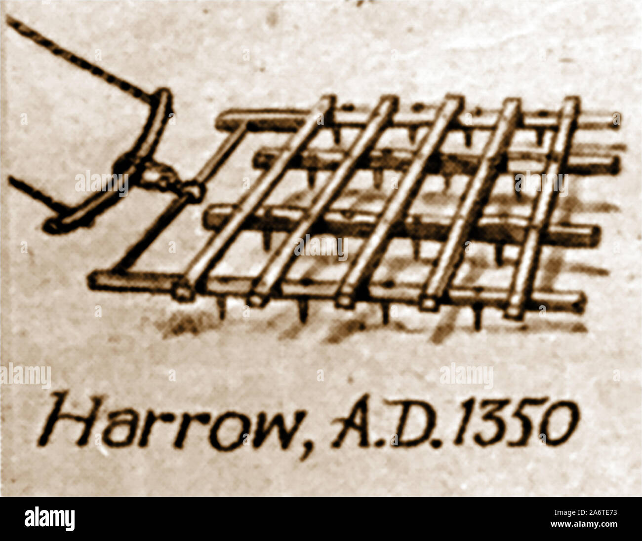 British farming & Horticulture tools through the ages Medieval Harrow