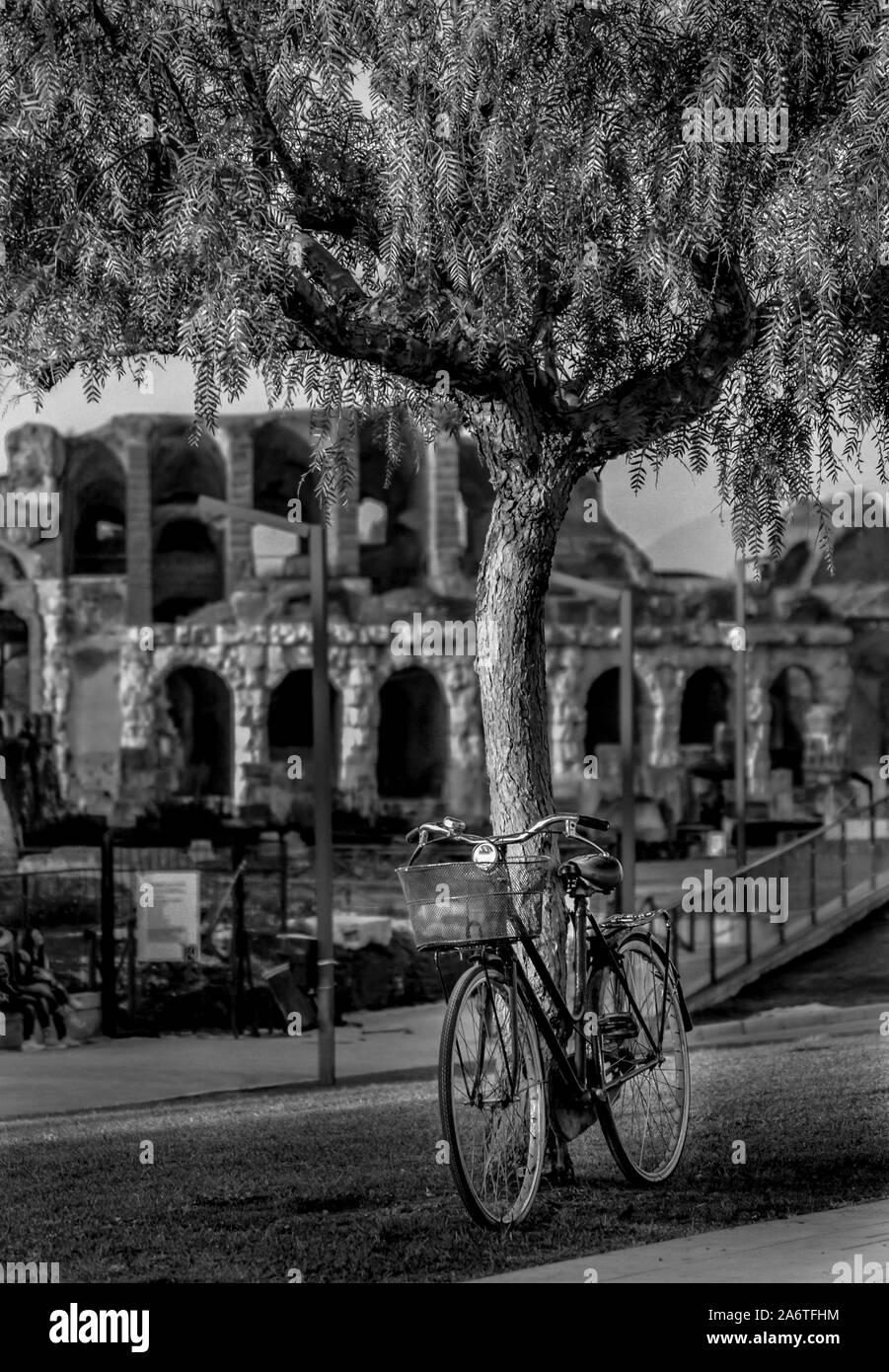 Bike at the Amphitheater of Santa Maria Capua Vetere Stock Photo