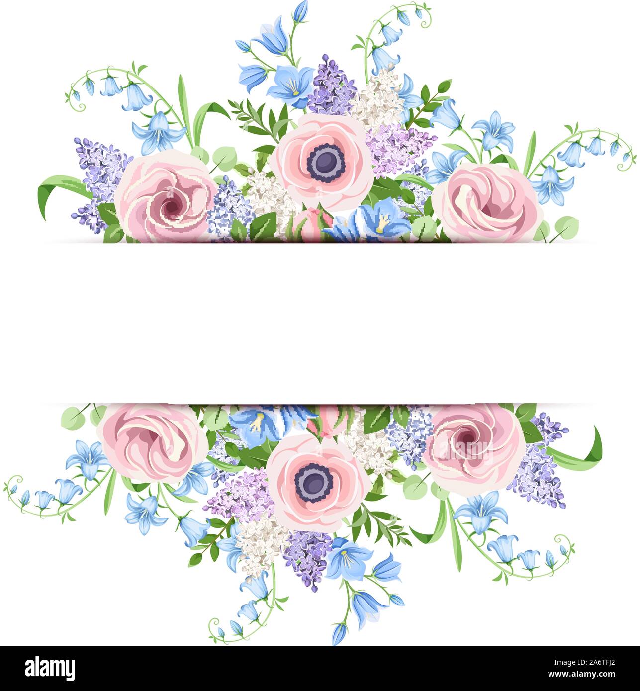 Vector Banner With Pink Blue And Purple Flowers Stock Vector Art