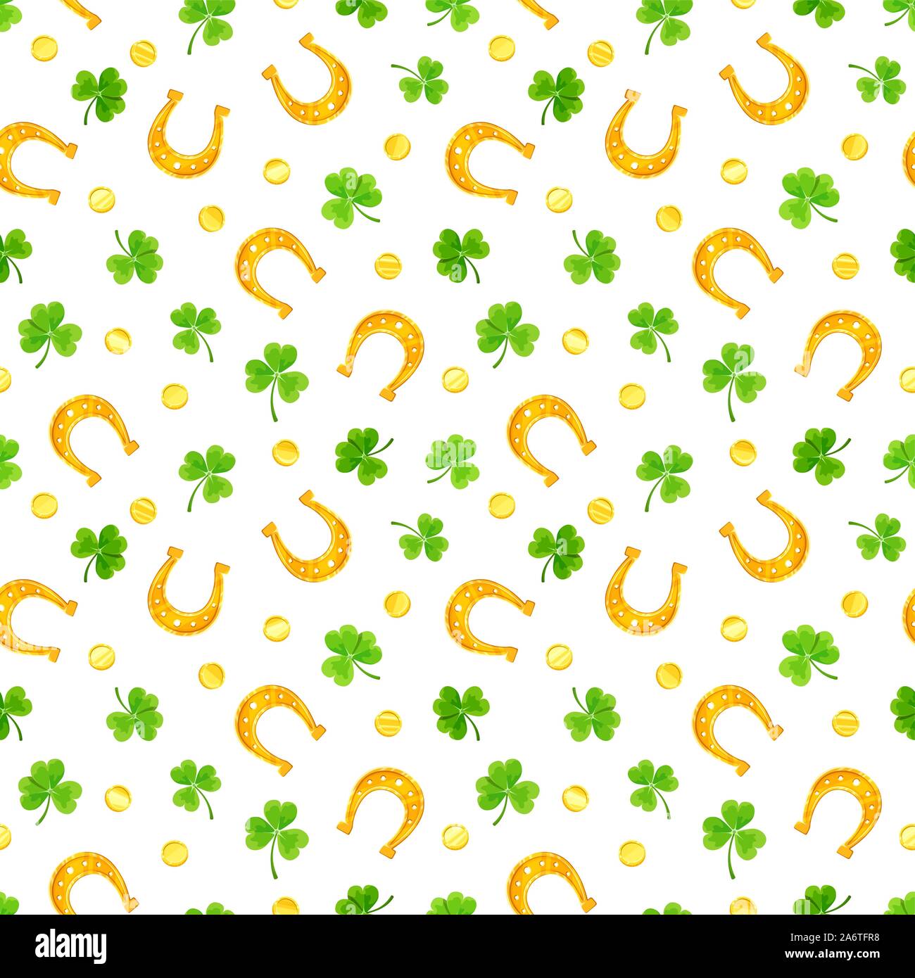 Vector St. Patrick's day seamless pattern with green shamrock leaves ...
