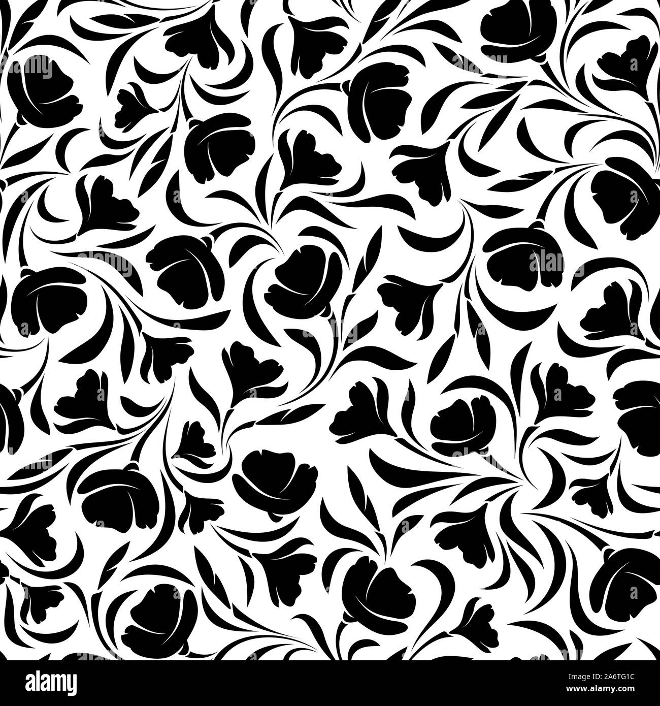 Vector black and white floral seamless pattern Stock Vector Image & Art ...
