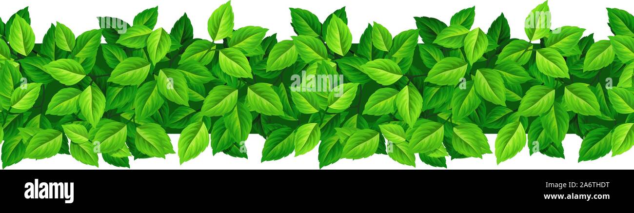 Vector horizontal seamless background with green leaves Stock Vector ...