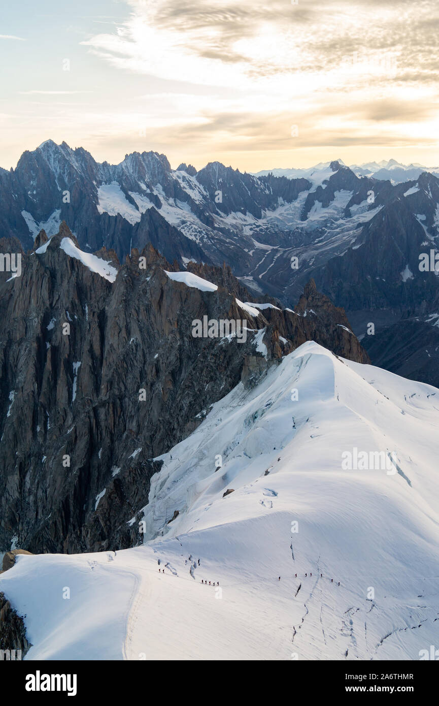 View from Aiguille du Midi, a mountain in the Mont Blanc massif within ...