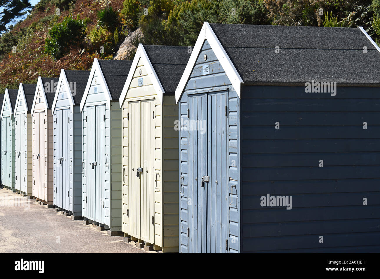 Beach Huts at Bournemouth, Dorset Stock Photo Alamy