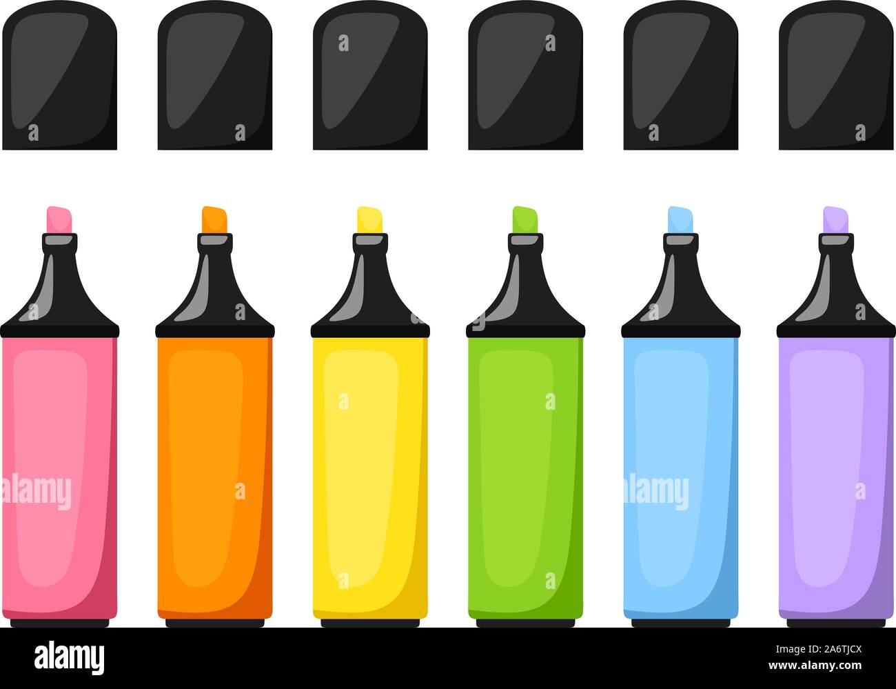 Vector set of colorful highlighter pens isolated on a white background Stock Vector Image & Art