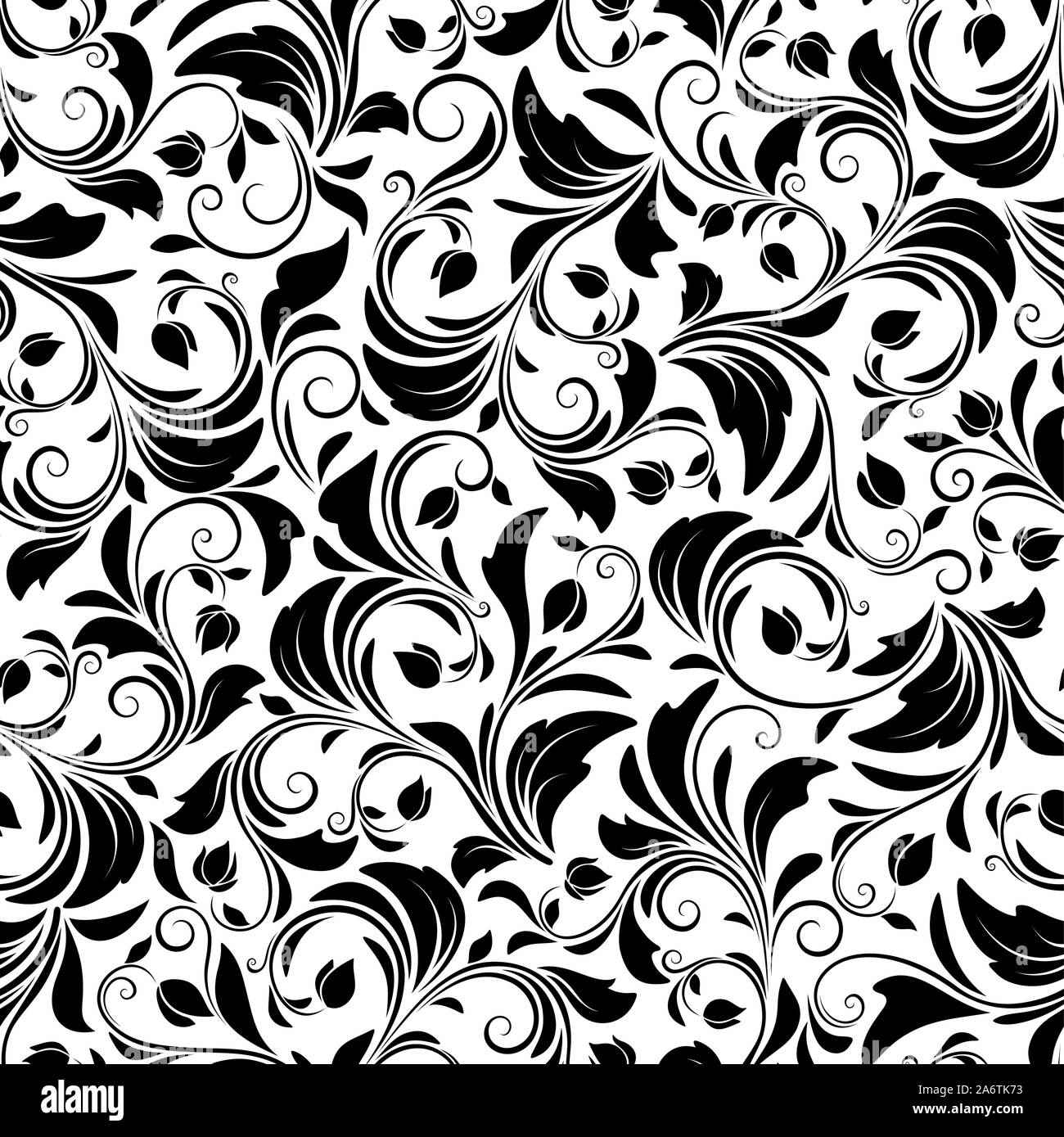Vector seamless black and white floral pattern Stock Vector Image & Art ...