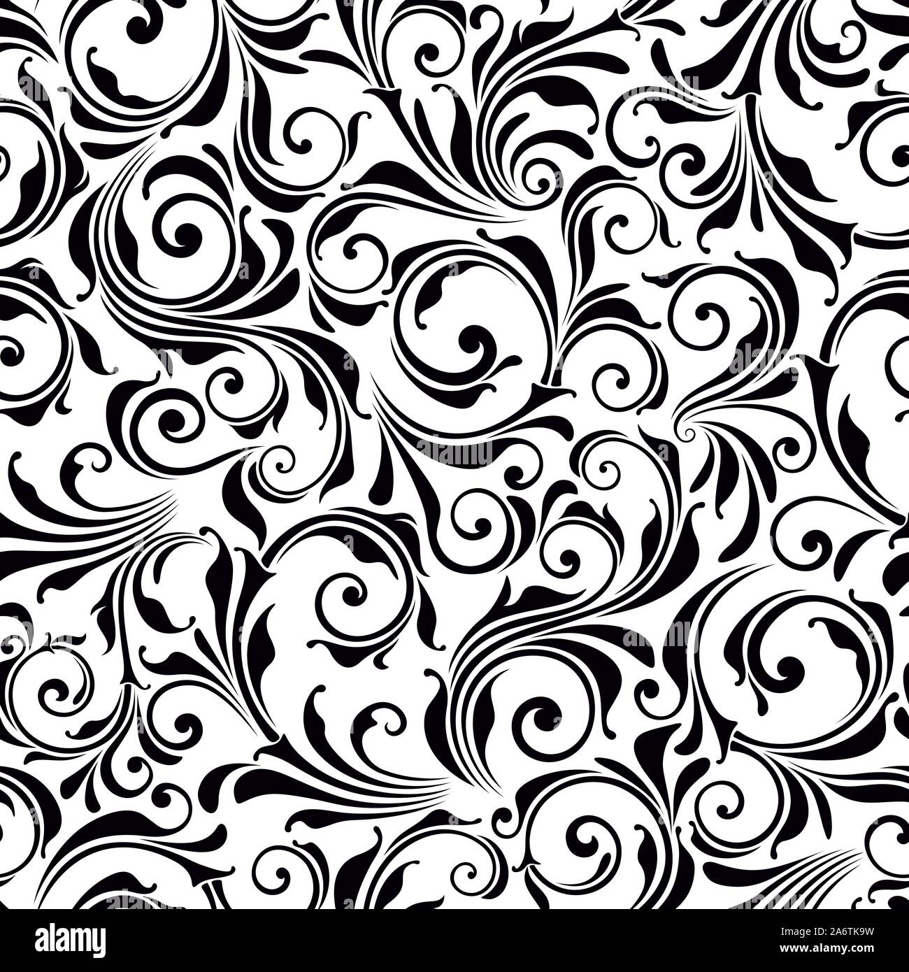 Vector seamless black and white floral pattern Stock Vector Image & Art ...