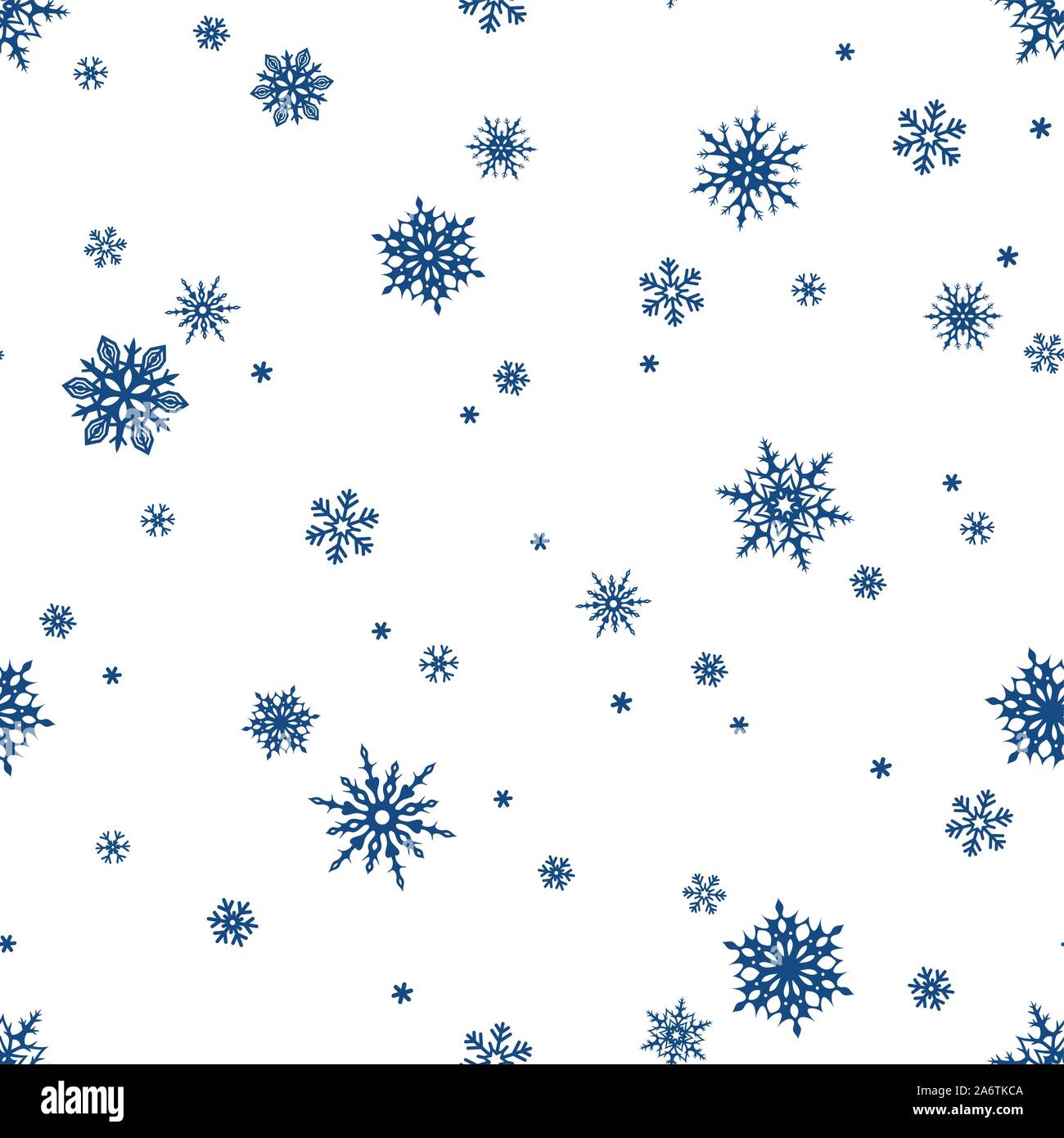 Vector seamless pattern with blue snowflakes on a white background ...