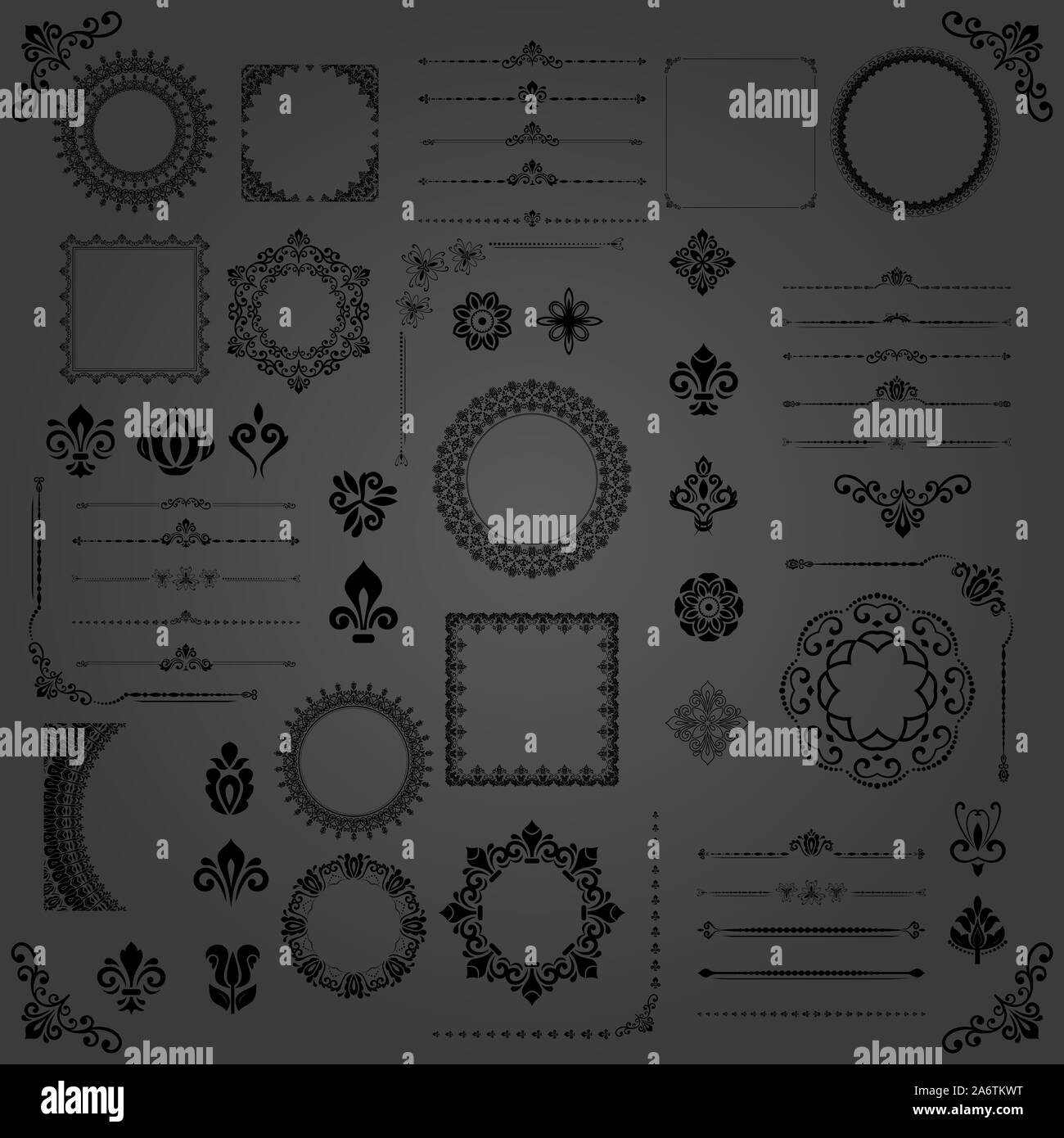 Vintage Set of Horizontal, Square and Round Elements Stock Photo - Alamy