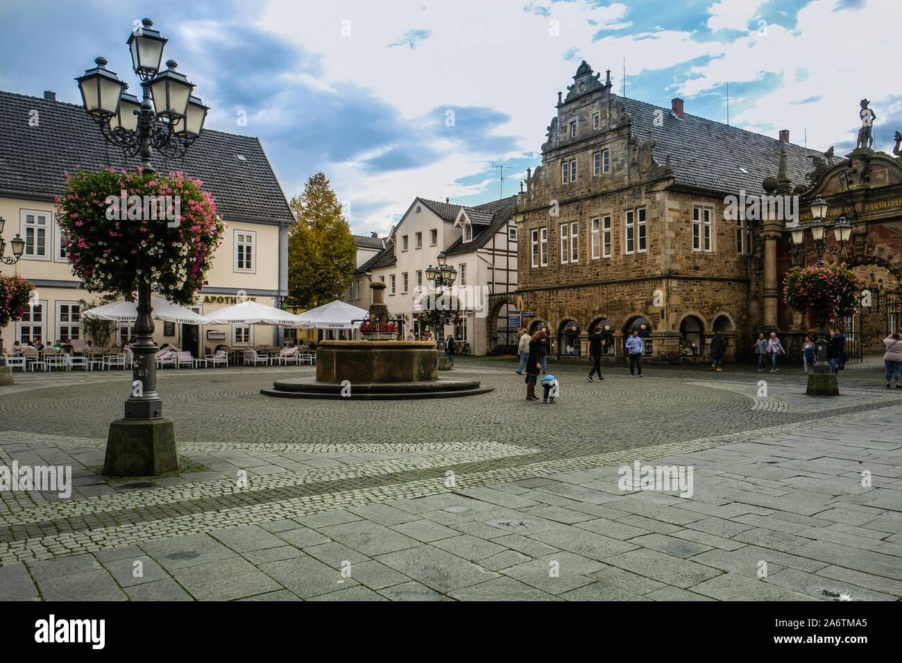 Marketplace in the City center of Bückeburg in Germany Stock Photo