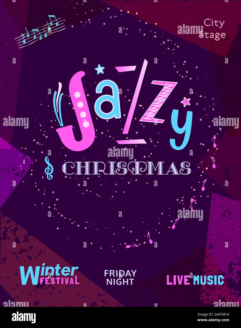 Template Design Poster Christmas Jazz Stock Vector