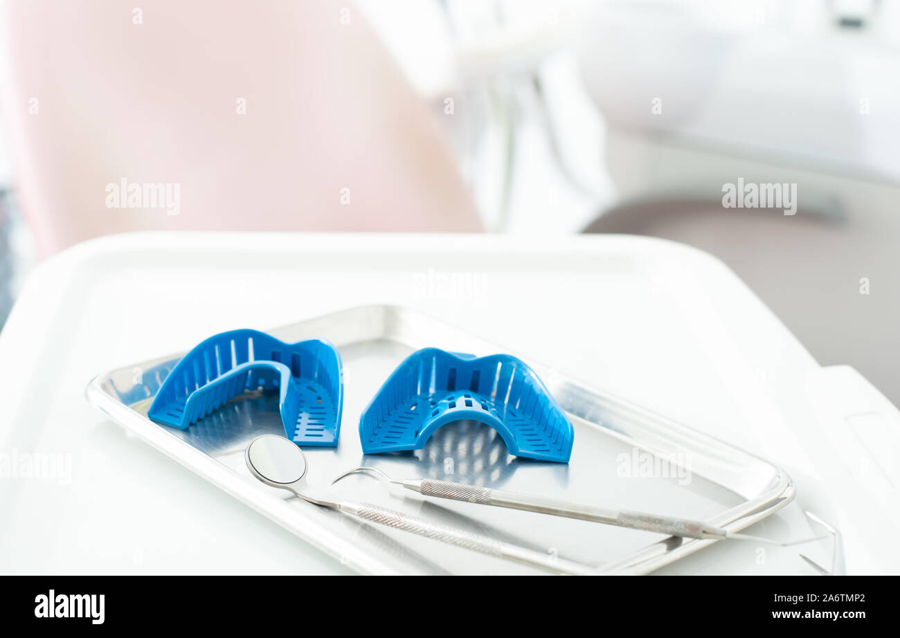 Dental equipment tray for make dental impression prosthesis Stock Photo Alamy