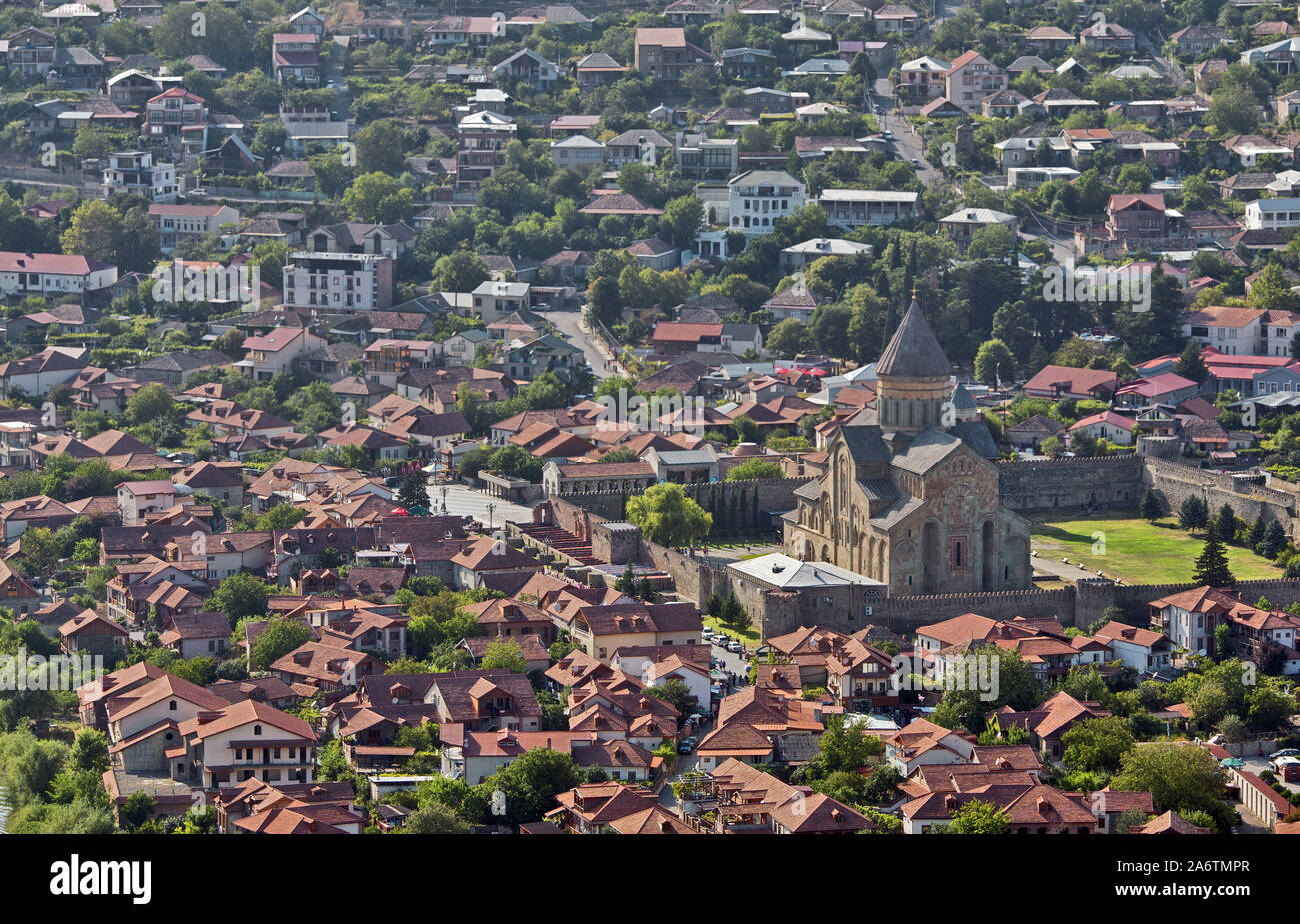 Georgia: Mtskheta (Unesco World Heritage) - former capital with Svetitskhoveli cathedral Stock Photo
