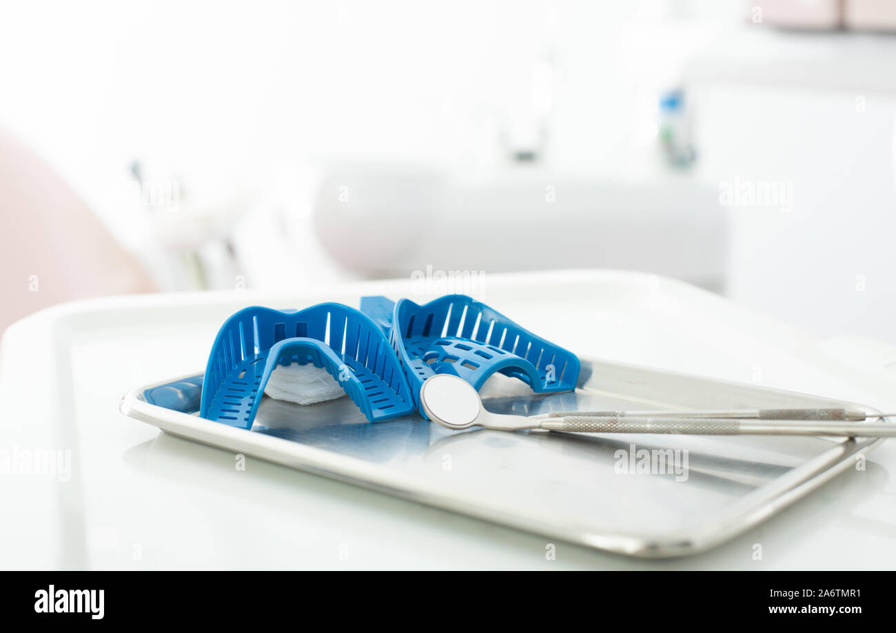Dental equipment tray for make dental impression prosthesis Stock Photo Alamy