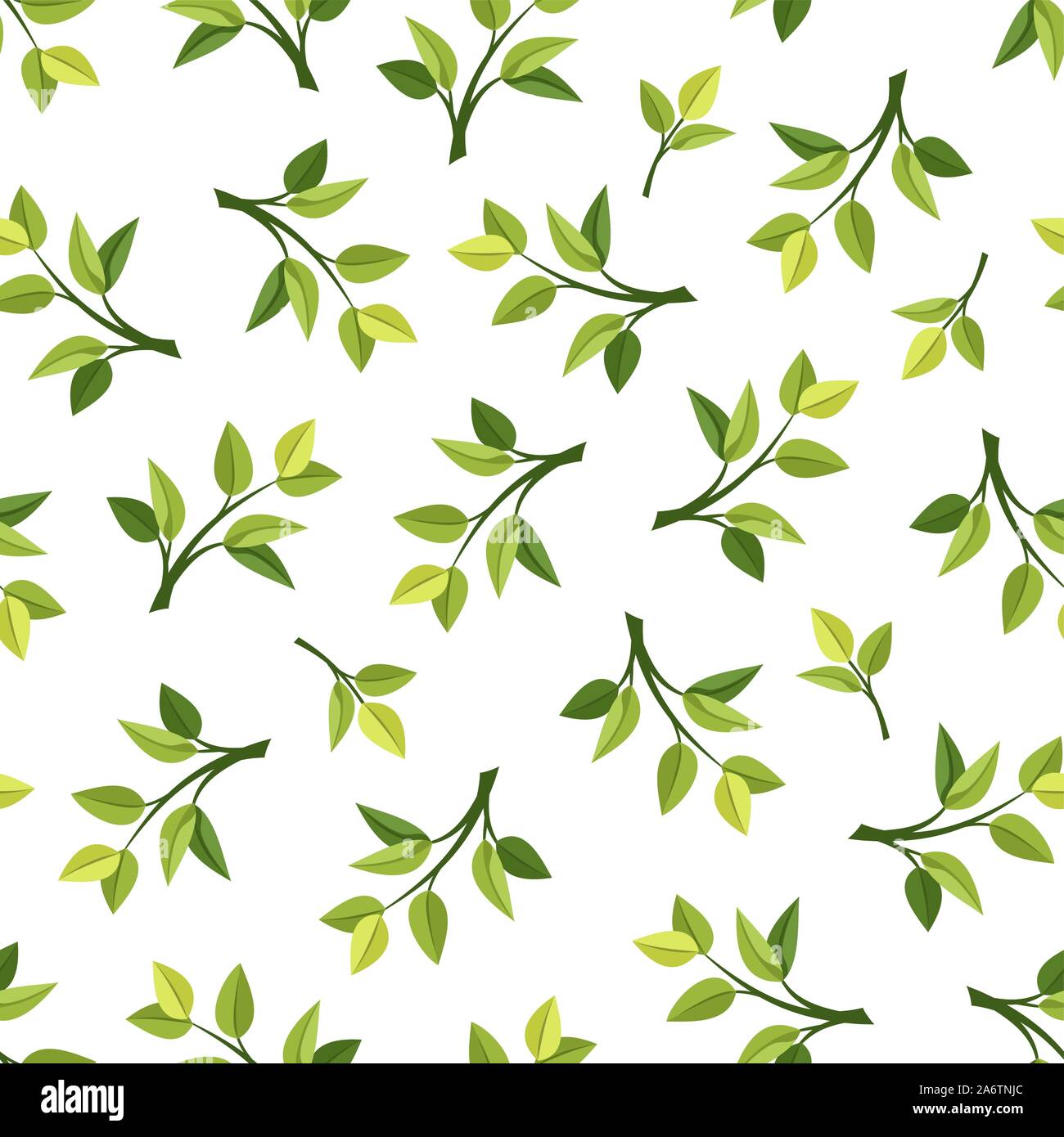 Vector seamless pattern with green leaves on a white background Stock ...