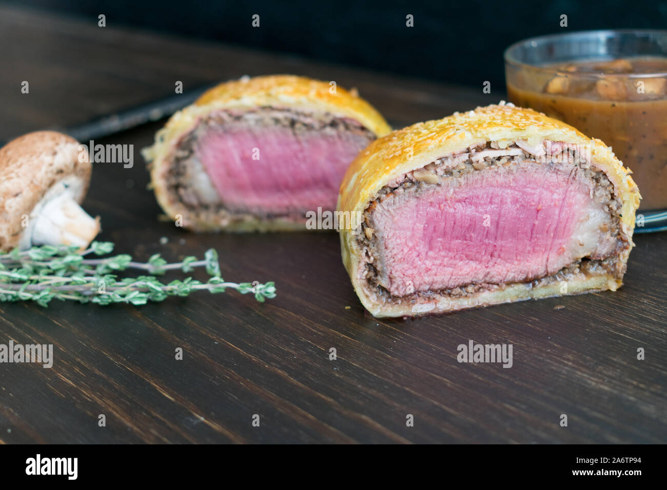 Individual Beef Wellington with Mushroom Sauce Filet mignon wrapped in