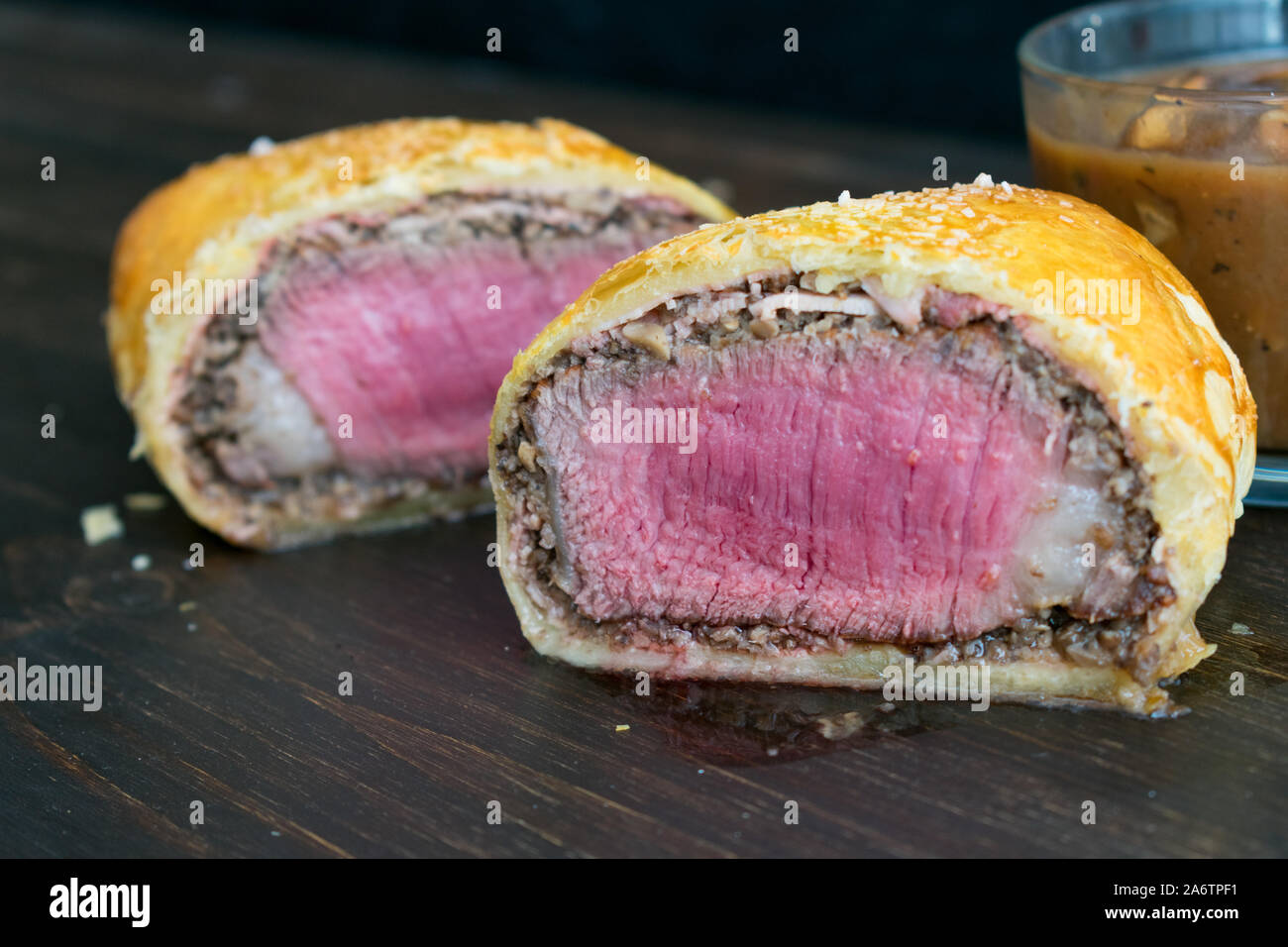 Individual Beef Wellington with Mushroom Sauce Filet mignon wrapped in