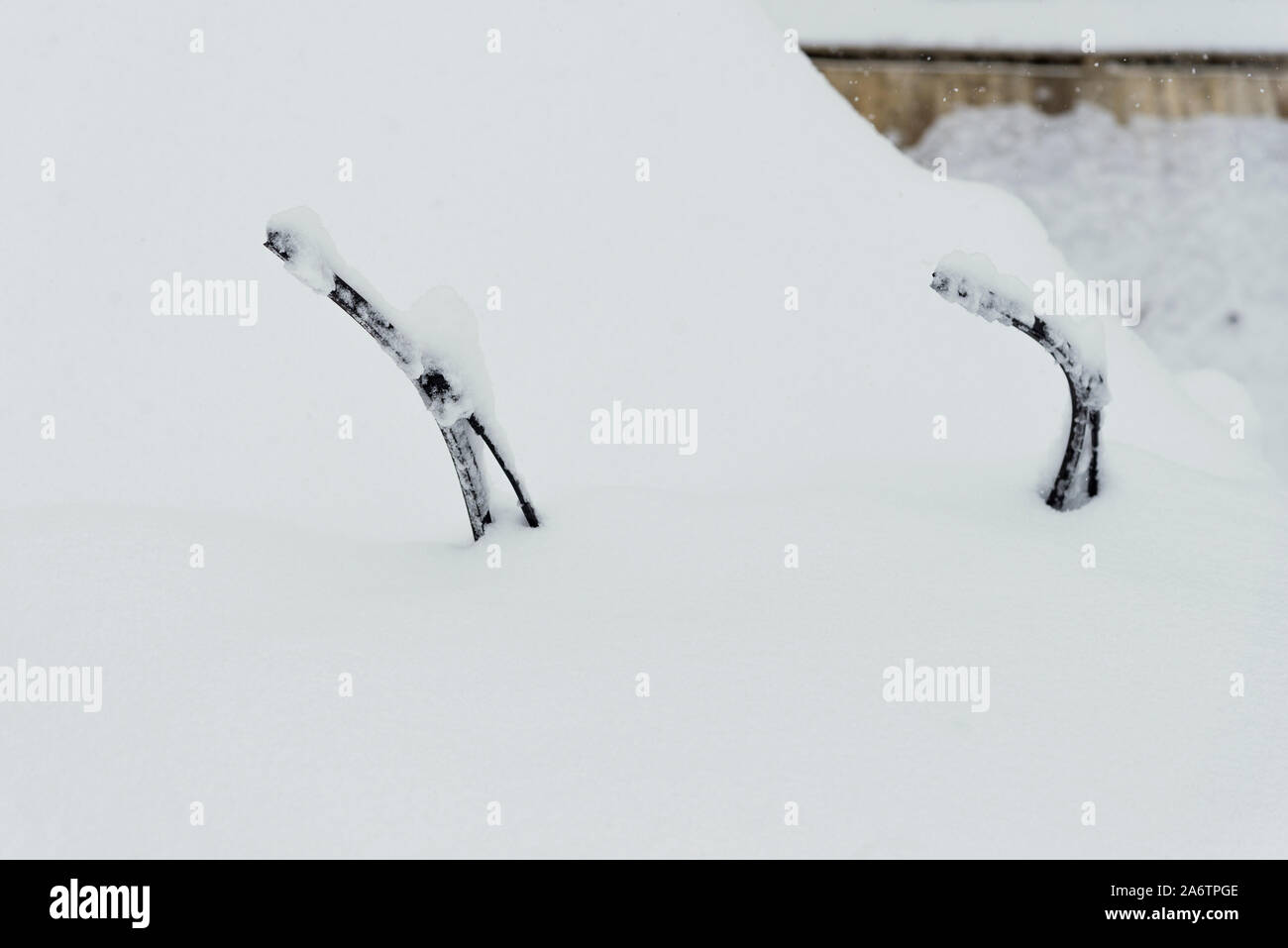 Wipers under heavy snow and blizzard Stock Photo Alamy