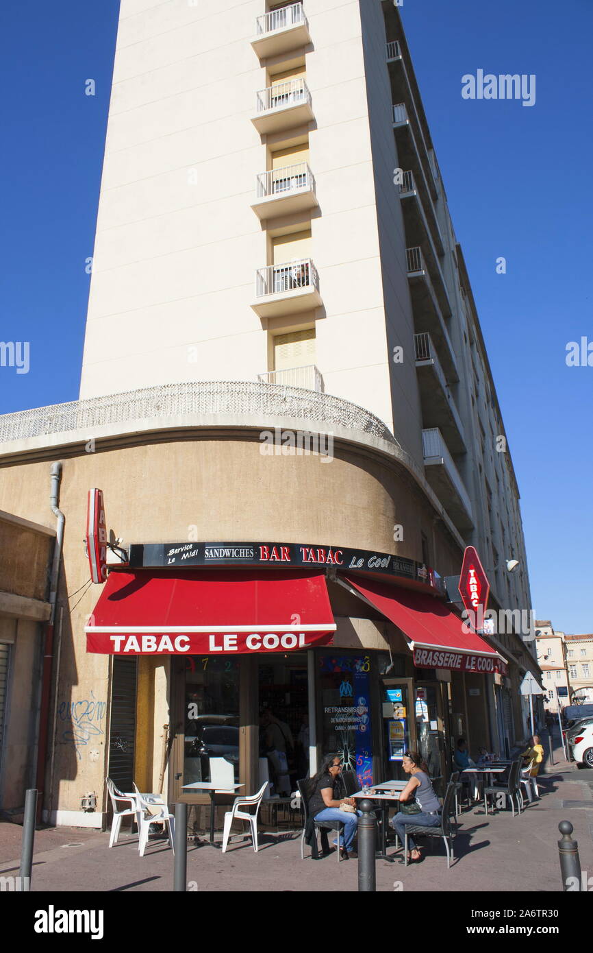 Tobacconist cafe-bar in Marseille, France Stock Photo