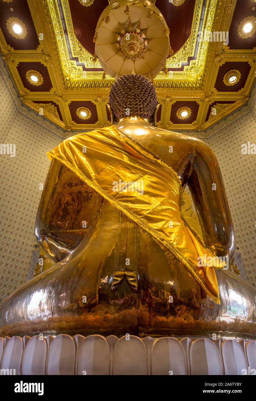 The Golden Buddha, or Wat Traimit in Bangkok, Thailand. This is the biggest pure golden Buddha statue in the world. Stock Photo