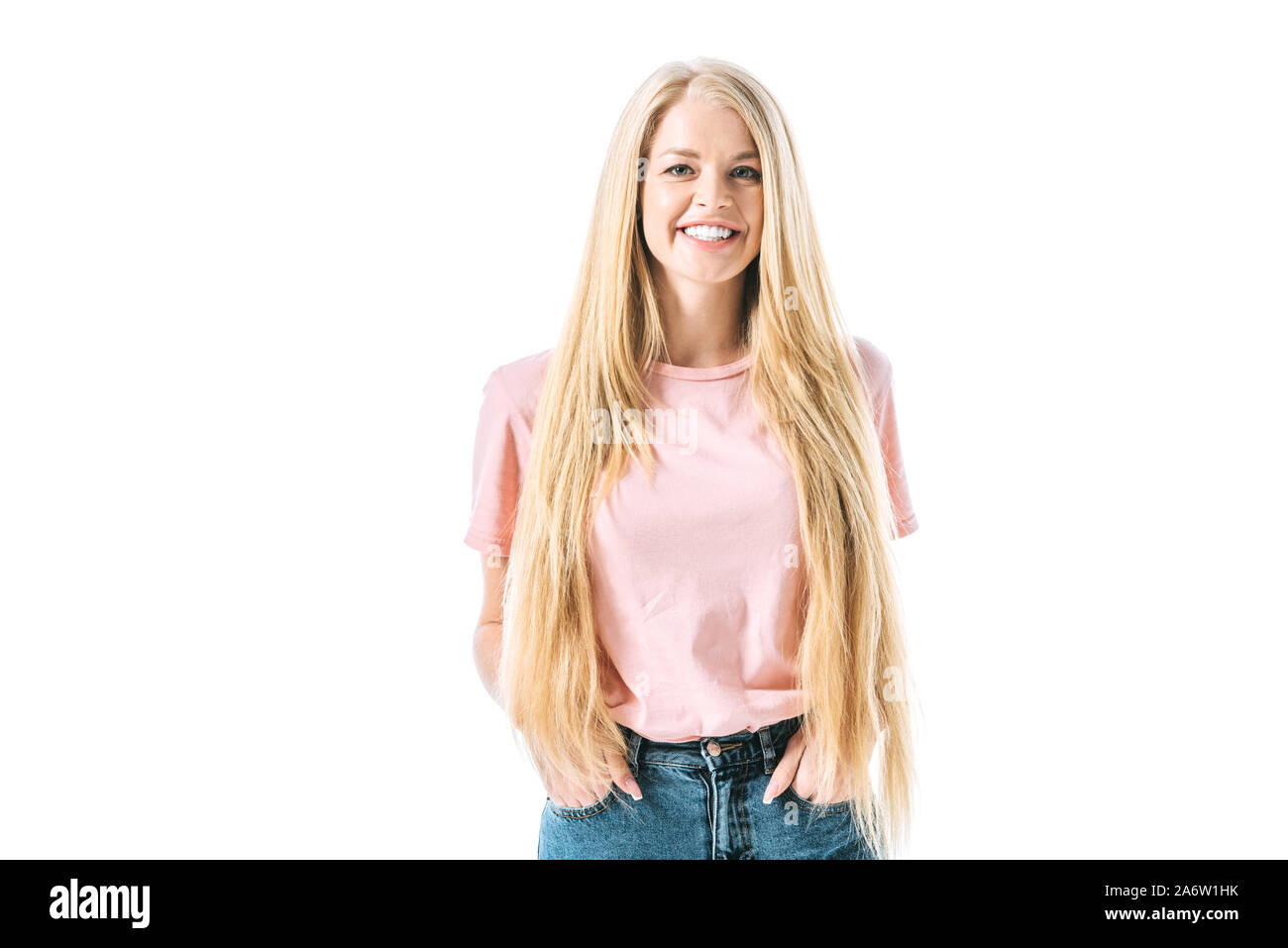 Woman standing with hands in pockets hi-res stock photography and ...