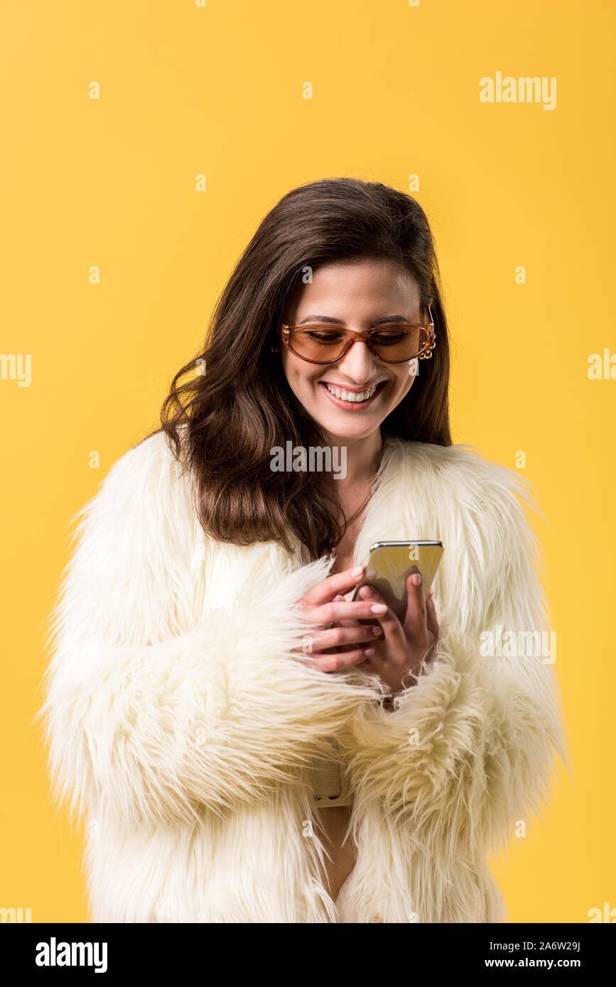yellow faux fur jacket