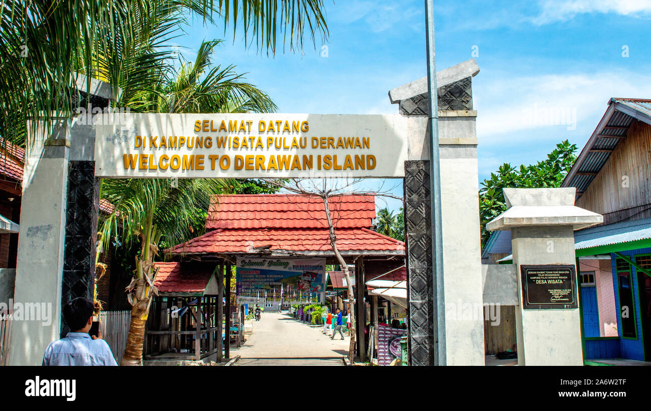 The gate of Derawan Island, Tourist resort in Berau, Indonesia Stock Photo