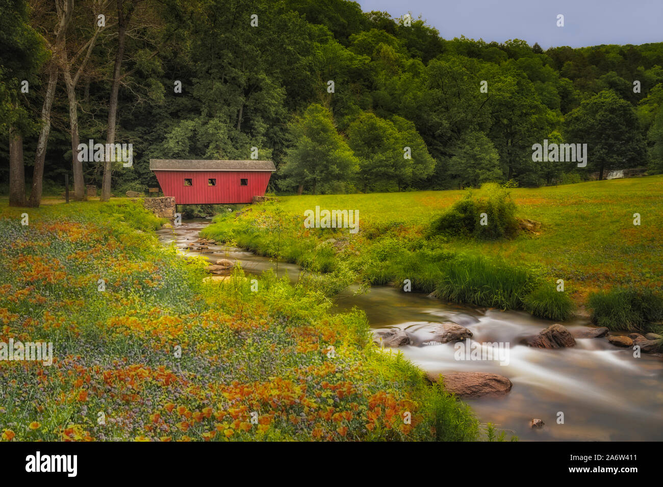 Kent Falls Covered Bridge Stock Photo