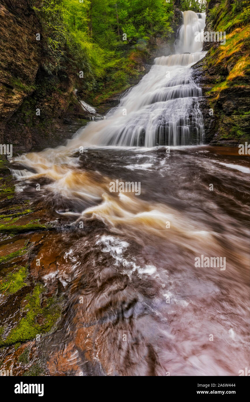 Dingmans Water Falls DWG - Dingmans Water Falls is part of the Delaware Water Gap (DWG) and It is located at Dingmans Ferry, Pike County, Pennsylvania. Stock Photo