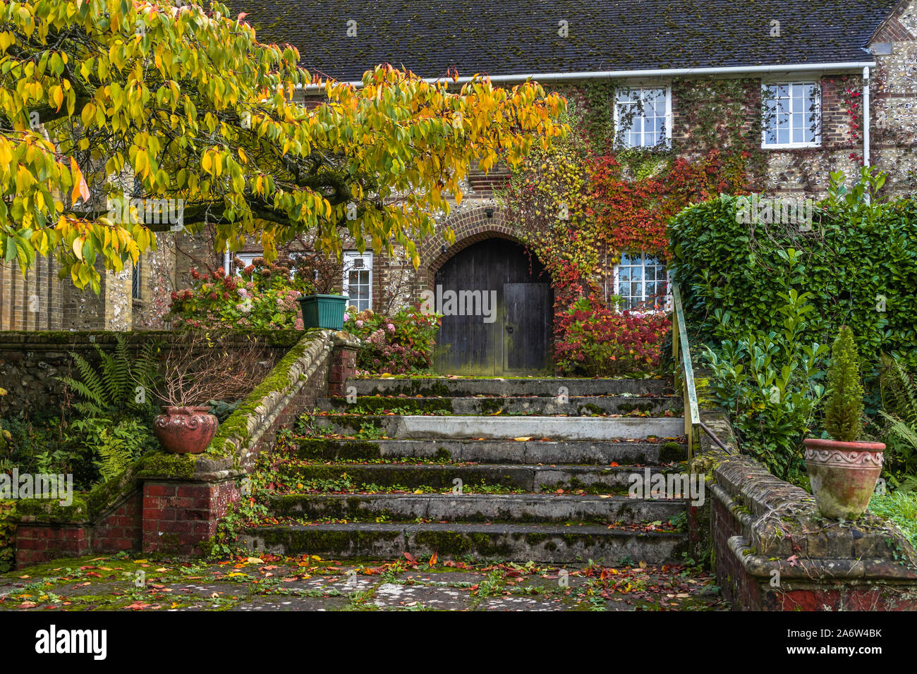 The grounds of Alton Abbey an old Anglican Benedictine Monastery in Hampshire during autumn, England, UK Stock Photo