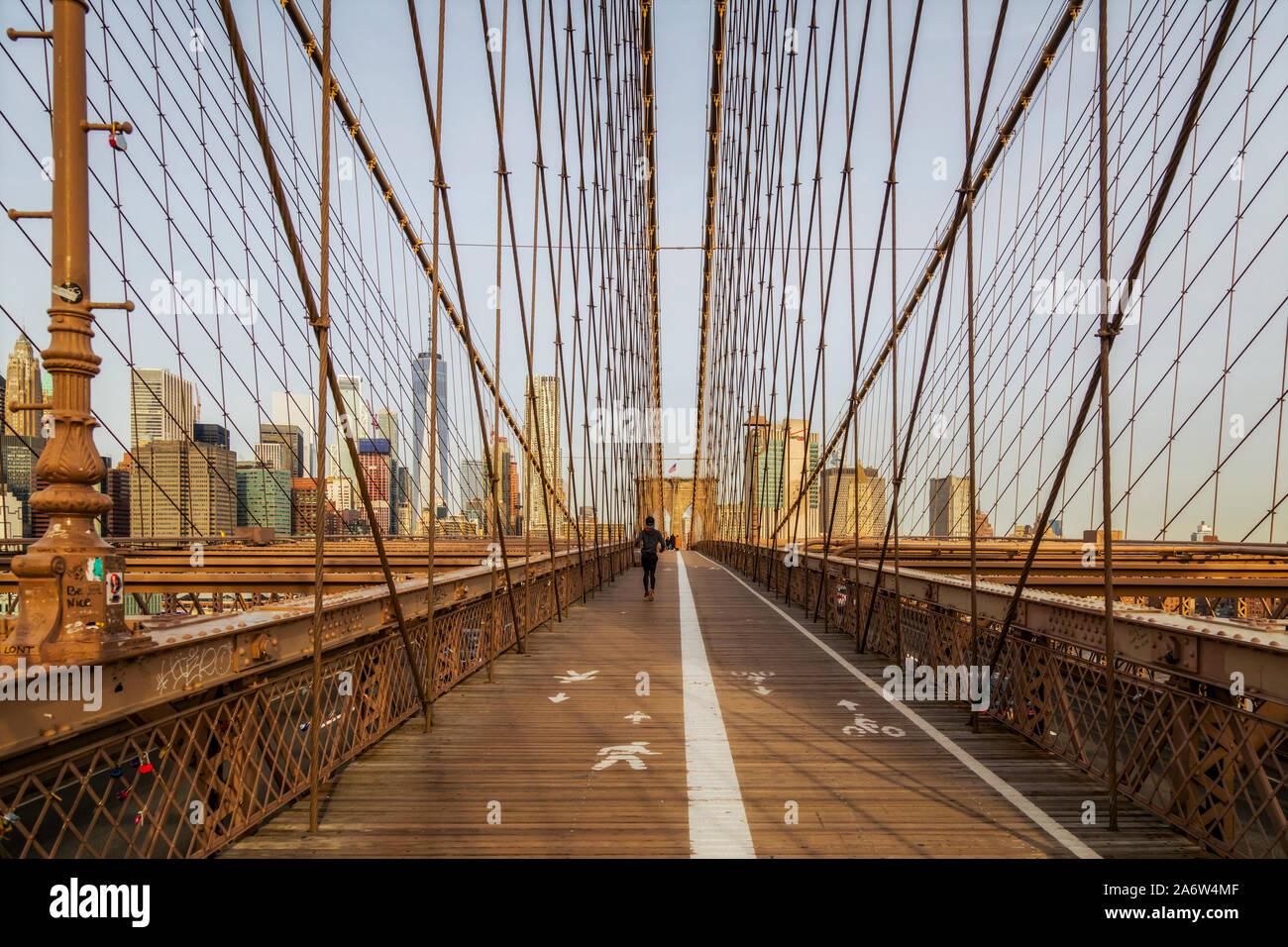 Brooklyn Bridge NYC Skyline Stock Photo