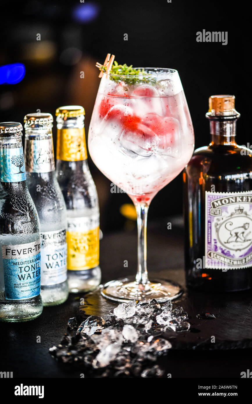 fresh gin tonic beverage with fruits & spices Stock Photo Alamy