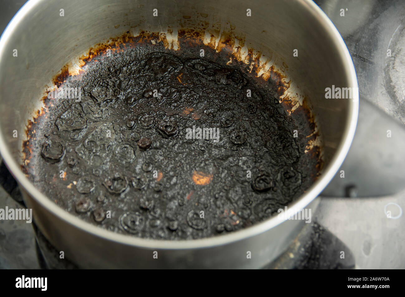 Empty burnt pot with black bottom Stock Photo Alamy