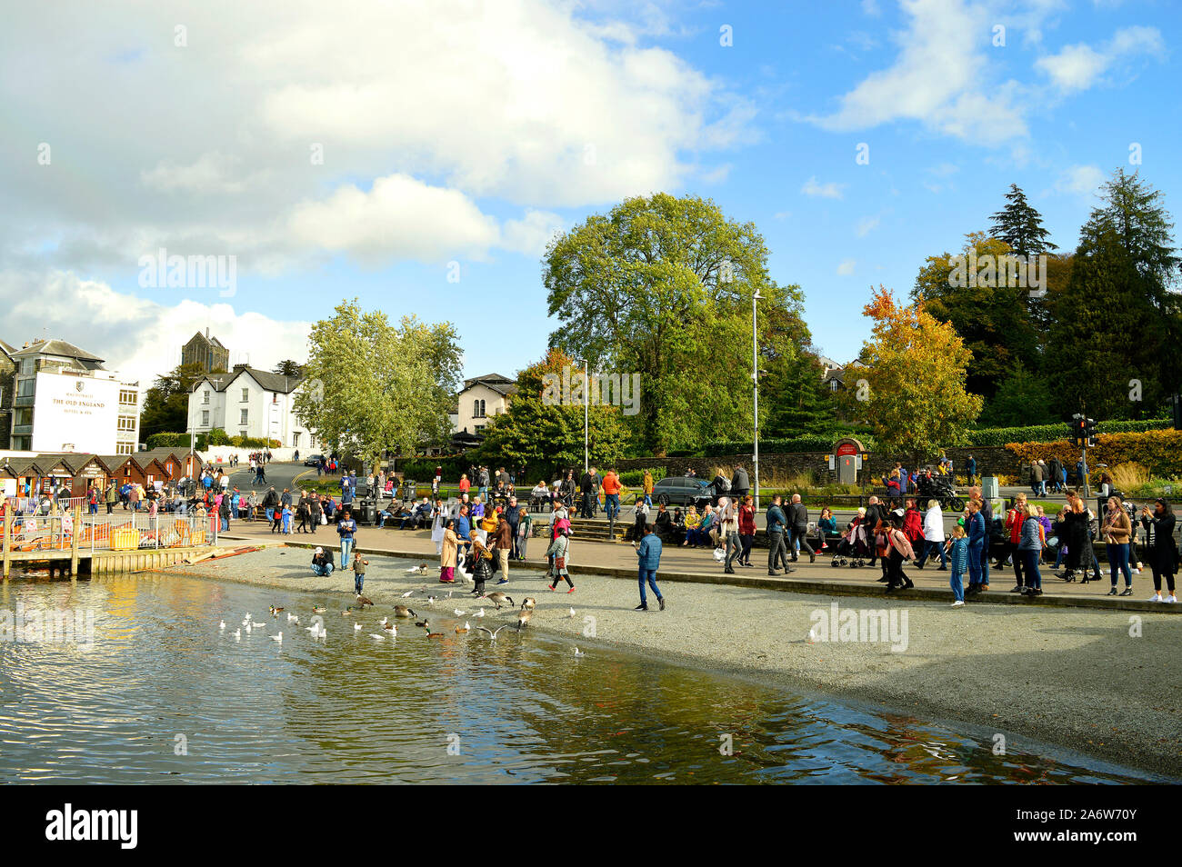 Bowness-on-Windermere is a town on the bank of Lake Windermere in Cumbria Stock Photo