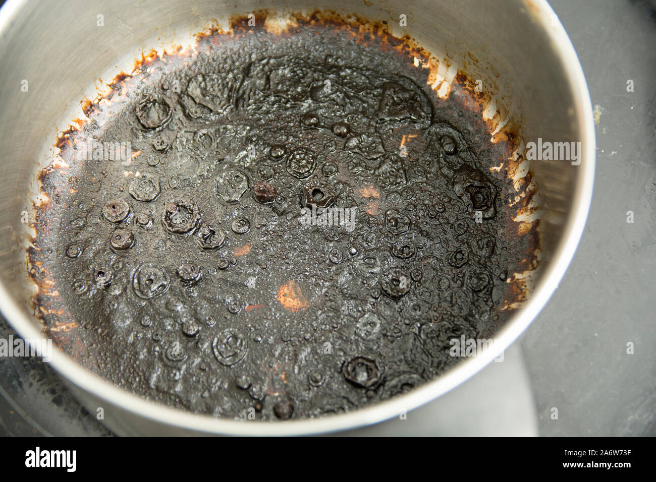 Empty burnt pot with black bottom Stock Photo Alamy