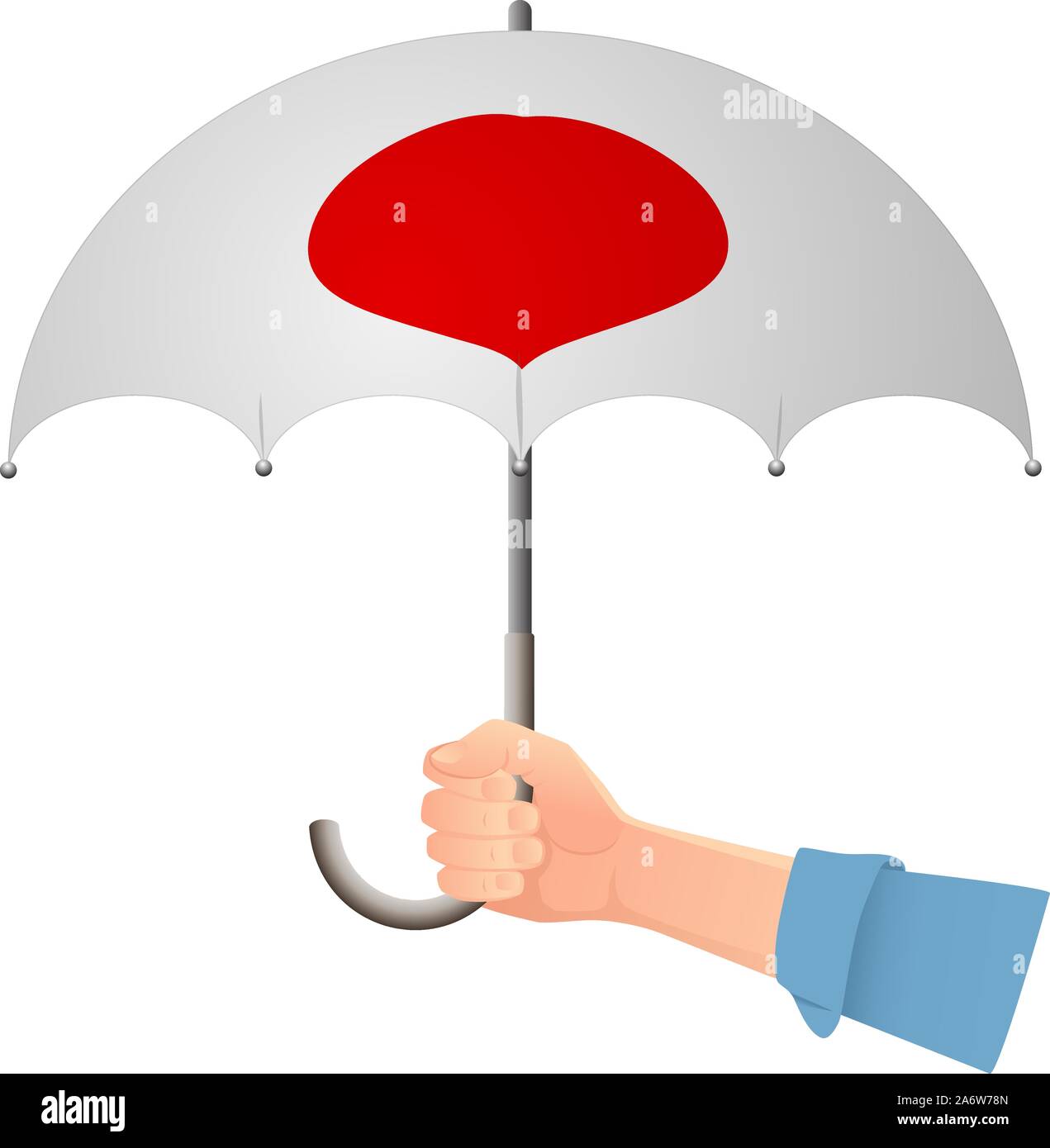 Japan flag umbrella. Weather symbols. National flag of Japan vector