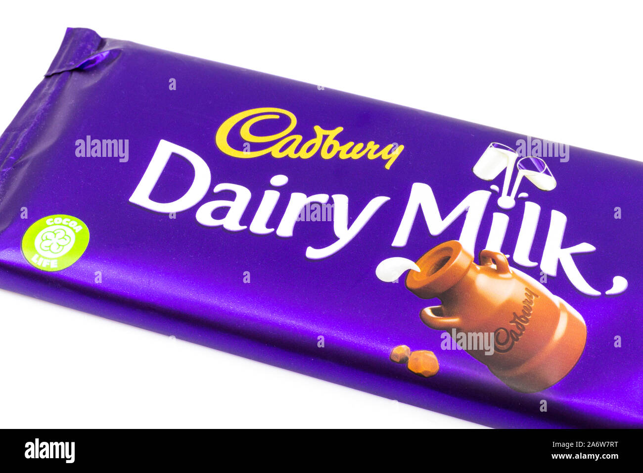 Cadbury dairy milk chocolate bar isolated on white Stock Photo - Alamy