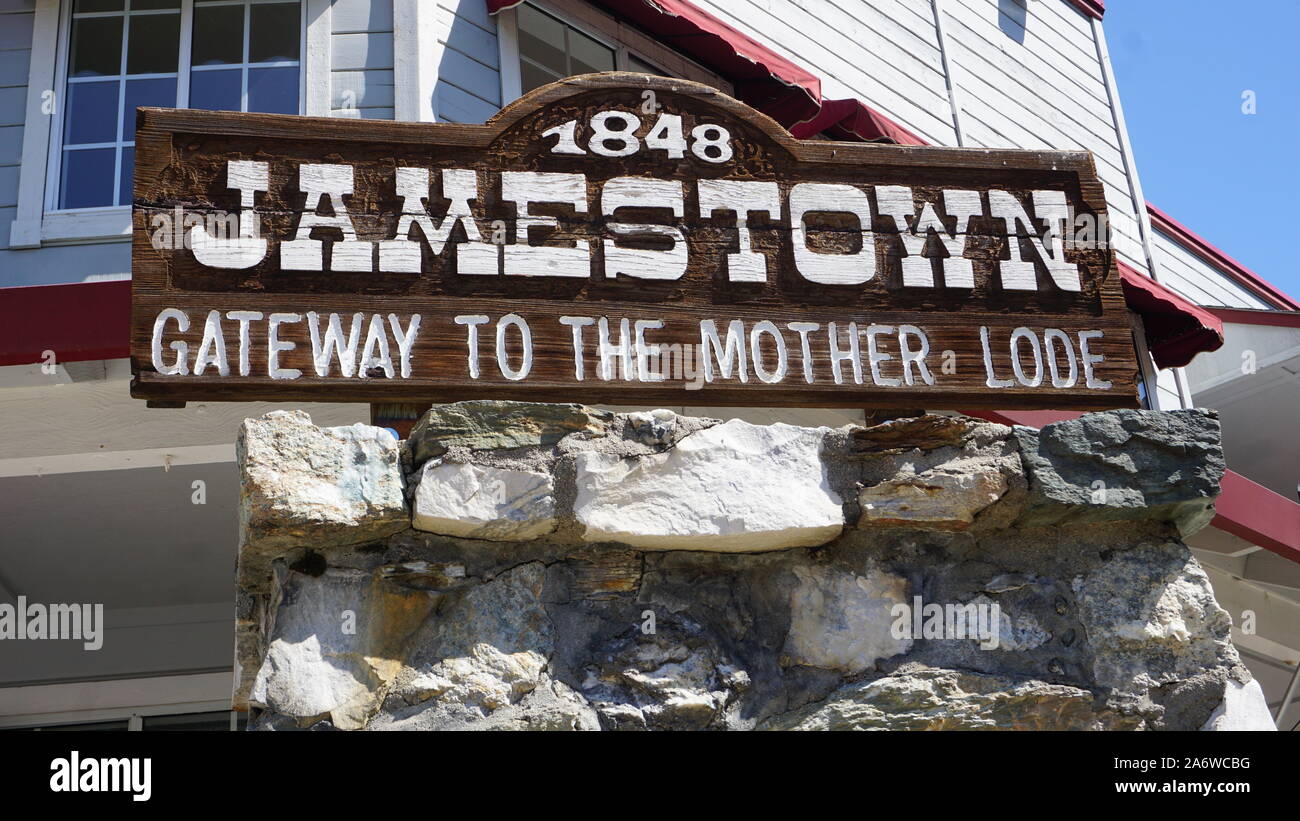 Sign "1848 Jamestown Gateway to the Mother Lode" in front of the Wild