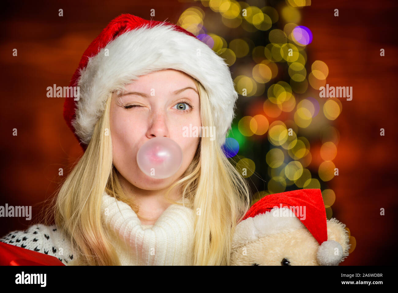 xmas holiday mood. having fun. celebrate new year at home. last preparation. Christmas time. funny woman red santa hat. lets go party. going crazy. cheerful girl chew gum Stock Photo - Alamy xmas holiday mood. having fun. celebrate new year at home. last preparation. Christmas time. funny woman red santa hat. lets go party. going crazy. cheerful girl chew gum Stock Photo - Alamy