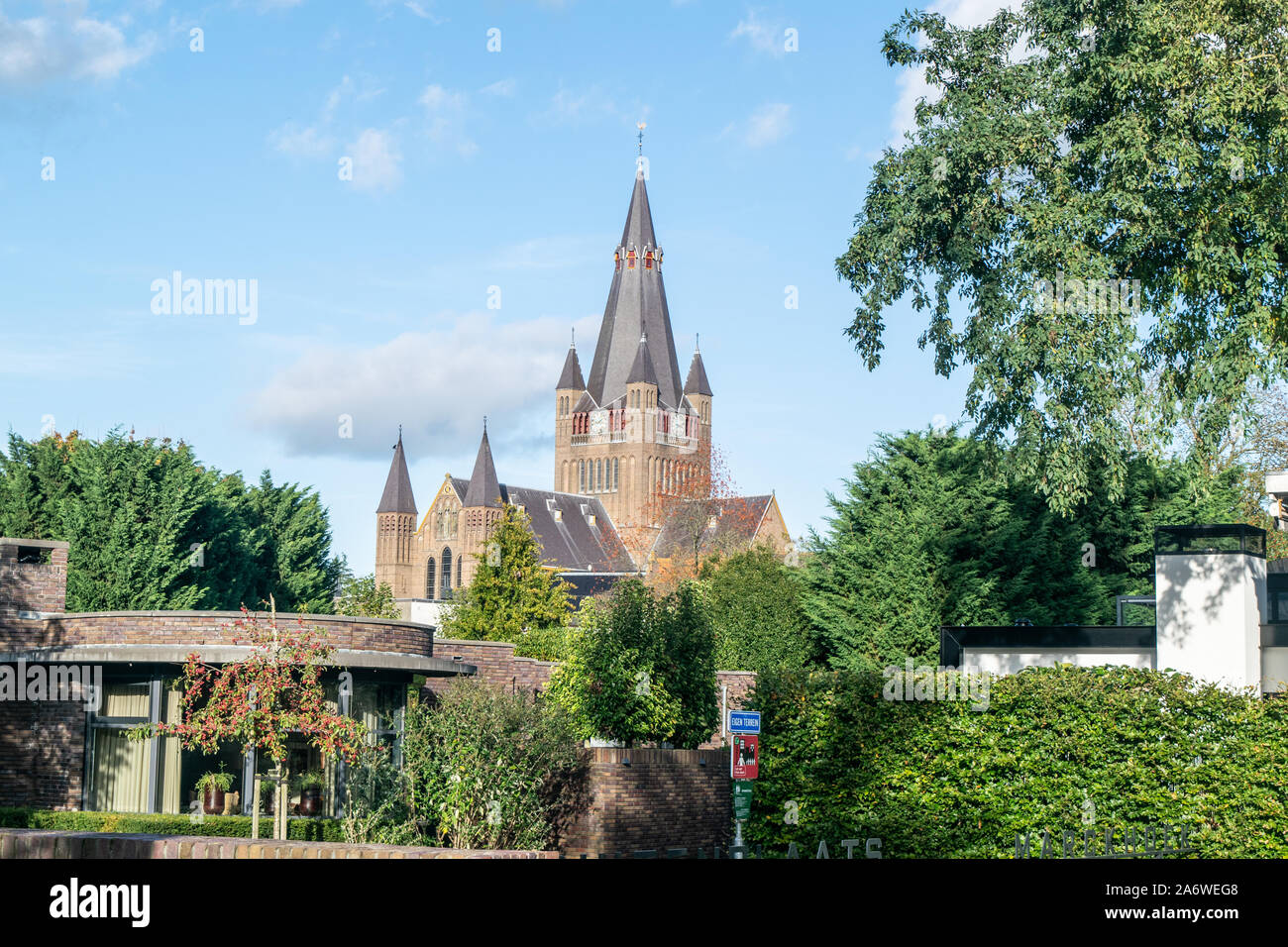 Breda, Brabant, The Netherlands - 27 October  2019: Sint-Laurentiuskerk in Ginneken quarter, a roman catholic church in neo-Gothic style, build in 190 Stock Photo