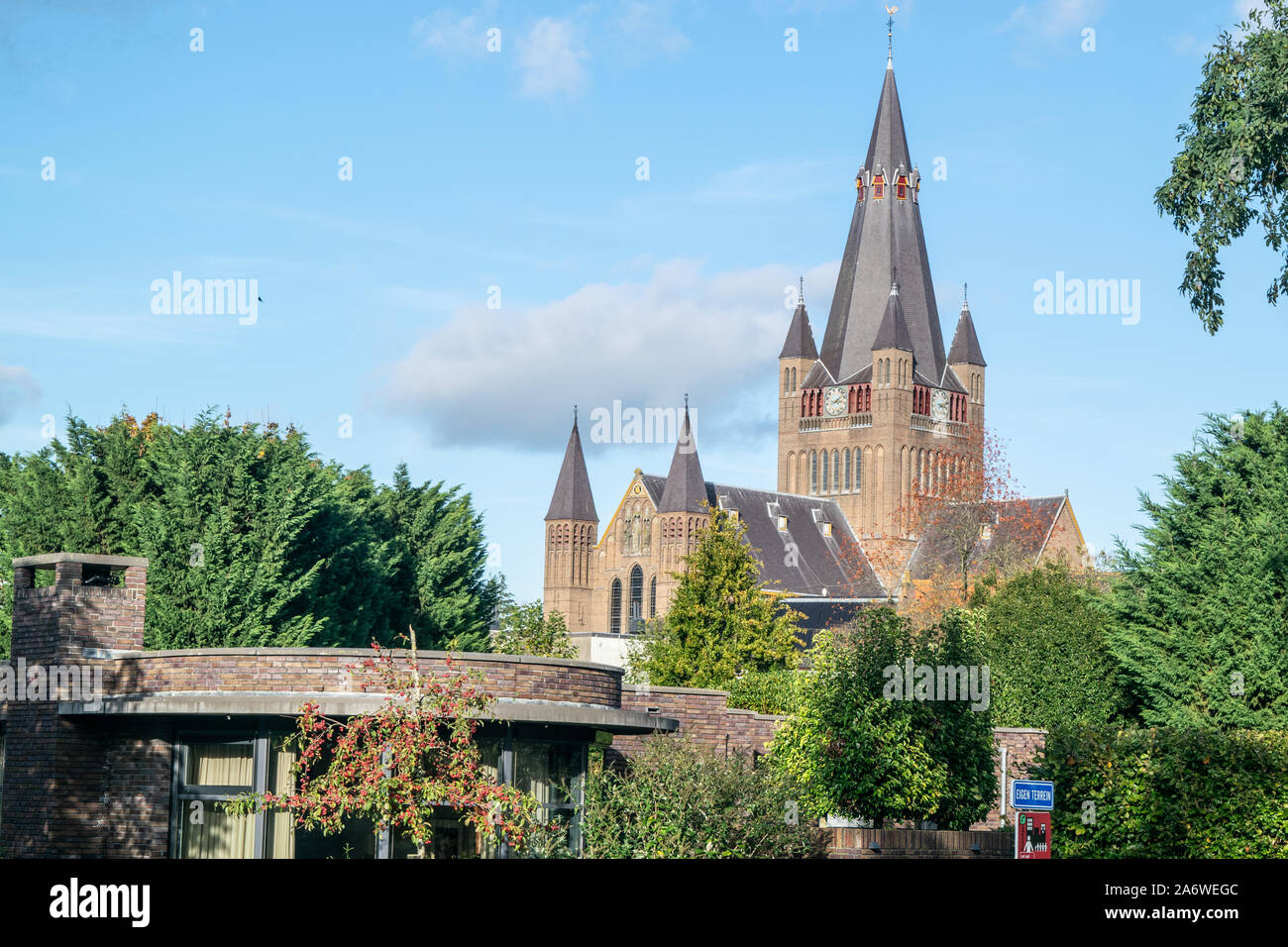 Breda, Brabant, The Netherlands - 27 October  2019: Sint-Laurentiuskerk in Ginneken quarter, a roman catholic church in neo-Gothic style, build in 190 Stock Photo