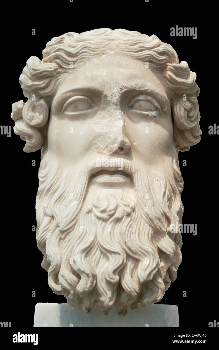 Head of a male statue   - National Archaeological Museum, Athens, Greece Stock Photo