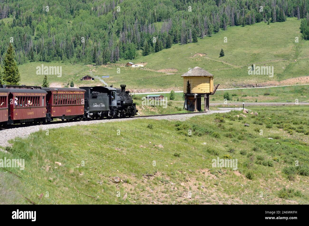 Los Pinos Tank, Mile post 325.5, On the Cumbres & Toltec Scenic Railroad from Chama, NM to Antonito, CO 190712 75074 Stock Photo