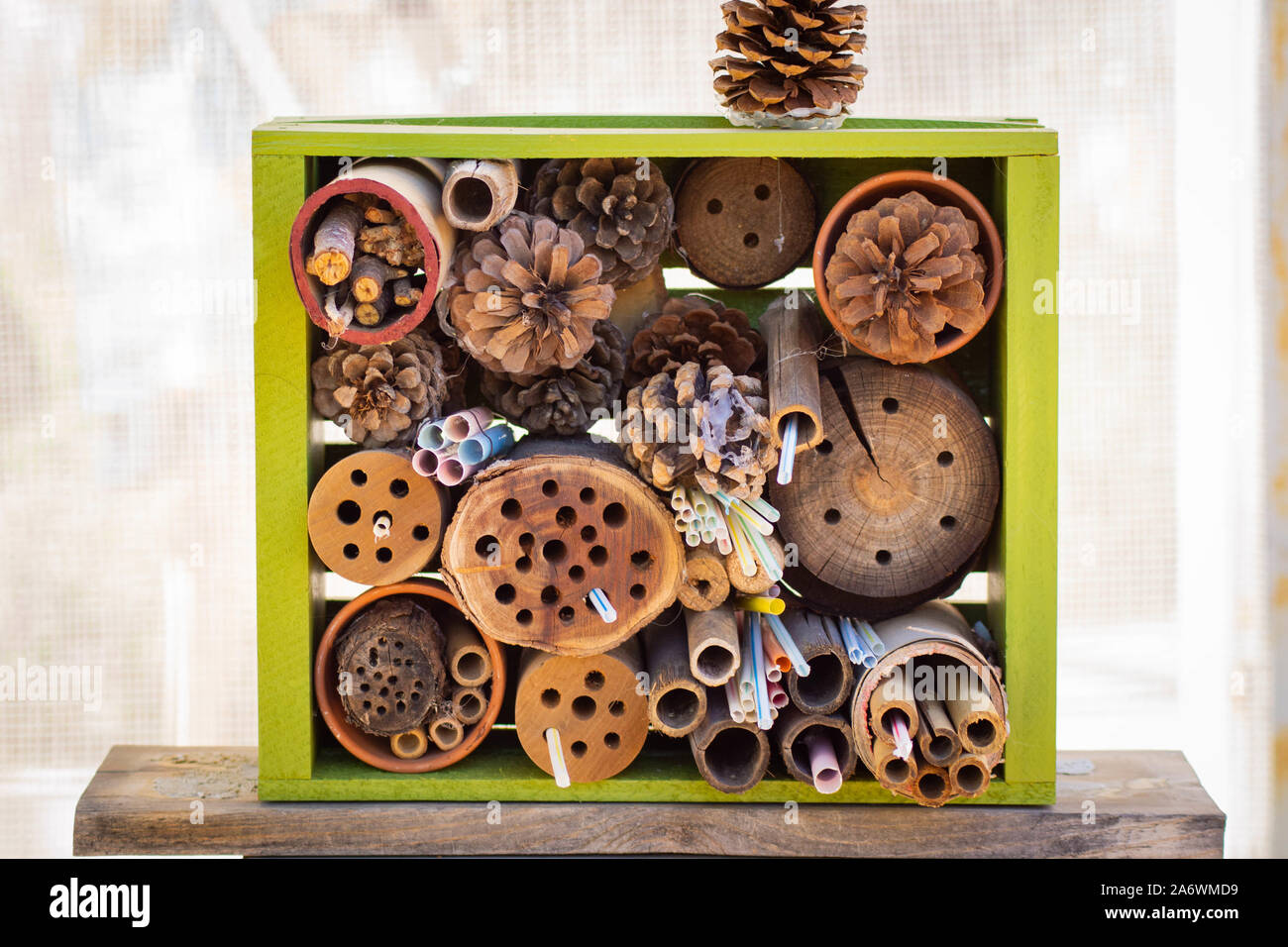 Cozy Bee Hotel - For Bees and Pollinators Stock Photo