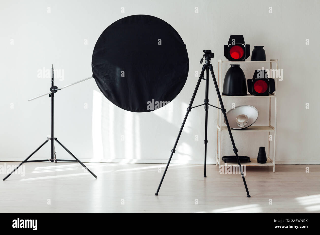 Photo studio equipment flash photographer accessories backgrounds Stock ...