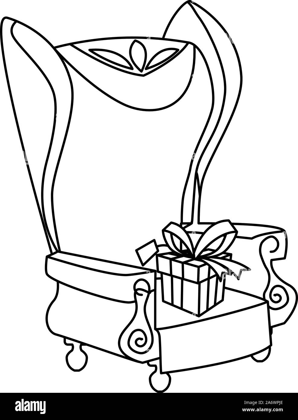 Gift in santas chair design, Merry christmas season decoration card