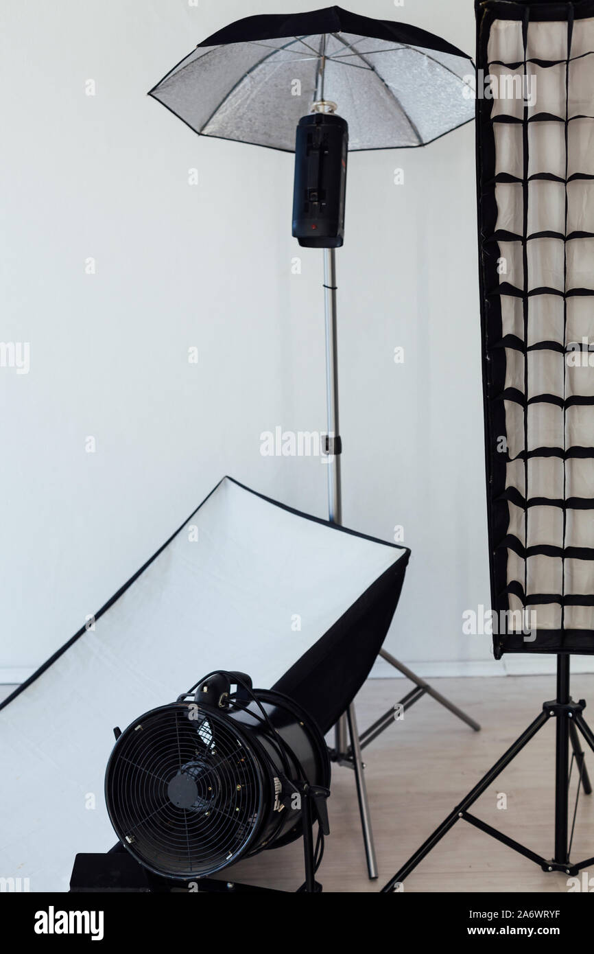 Photo studio equipment flash photographer accessories backgrounds Stock ...