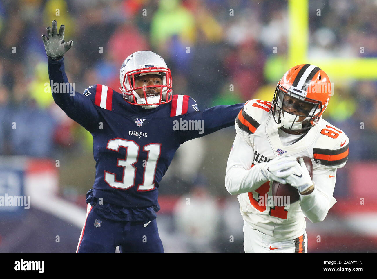 October 27, 2019; Foxborough, MA, USA; Cleveland Browns wide receiver  Antonio Callaway (11) in action during the NFL game between Cleveland Browns  and New England Patriots at Gillette Stadium. Anthony Nesmith/(Photo by