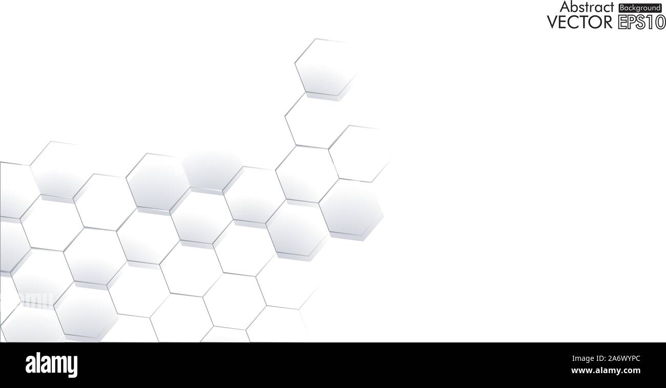 Abstract. Embossed Hexagon , honeycomb white Background ,light and shadow ,Vector Stock Vector